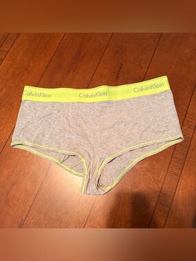 NWOT Women’s Calvin Klein Modern Cotton Logo Boy Short Panties Grey Size Large
